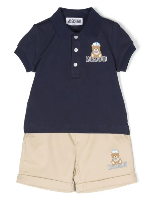 Moschino Kids set de shorts y playera con motivo de Teddy Bear