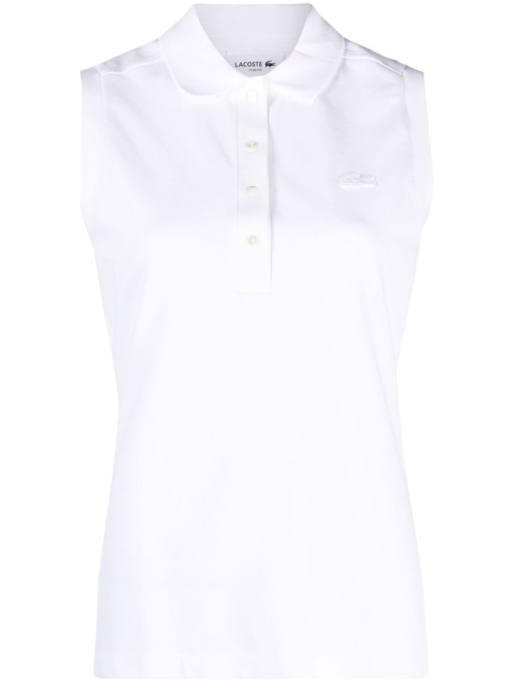 Shop Lacoste Sleeveless Cotton Polo Shirt In White