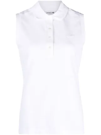 ラコステ　ノースリーブポロシャツ白 ラコステ LACOSTE バックボタンノースリーブポロシャツ
