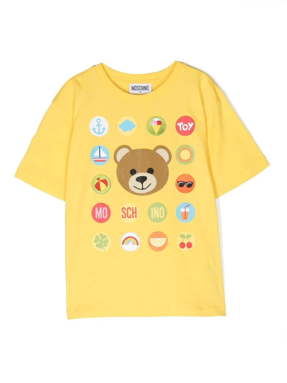 Moschino Kids' Teddy Bear Cotton T-shirt In Yellow