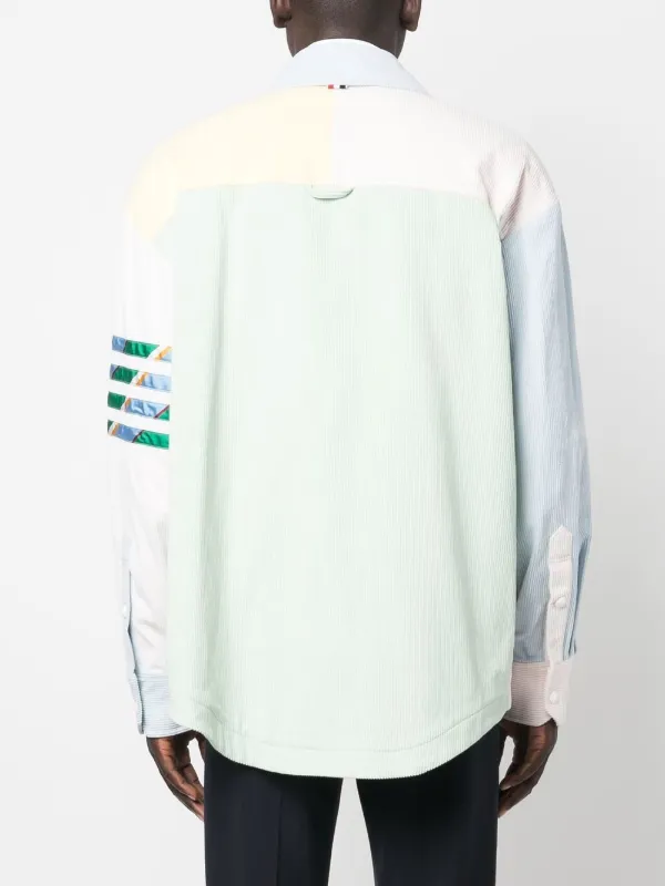 Thom Browne panelled-design Pastel Shirt Green FARFETCH TH
