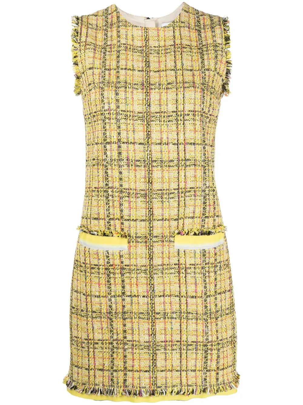 

MSGM plaid-pattern frayed mini dress - Yellow