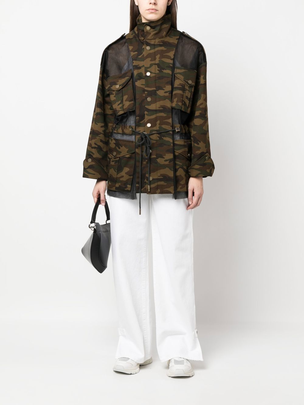 Shop Monse Deconstructed Camouflage Jacket In Black