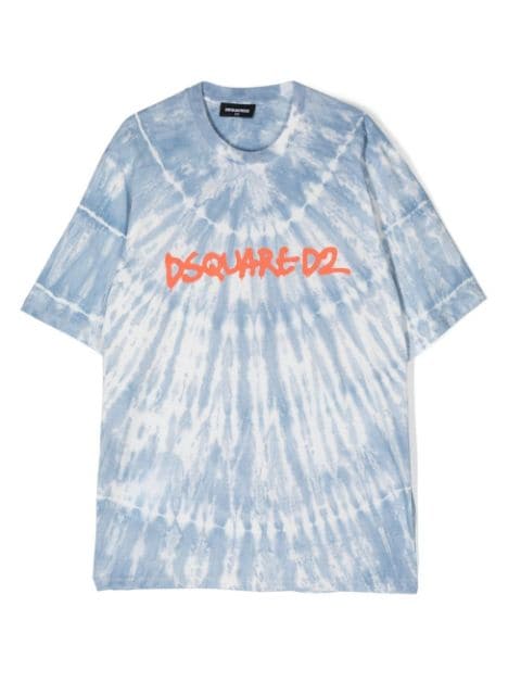 DSQUARED2 KIDS logo-print tie-dye t-shirt