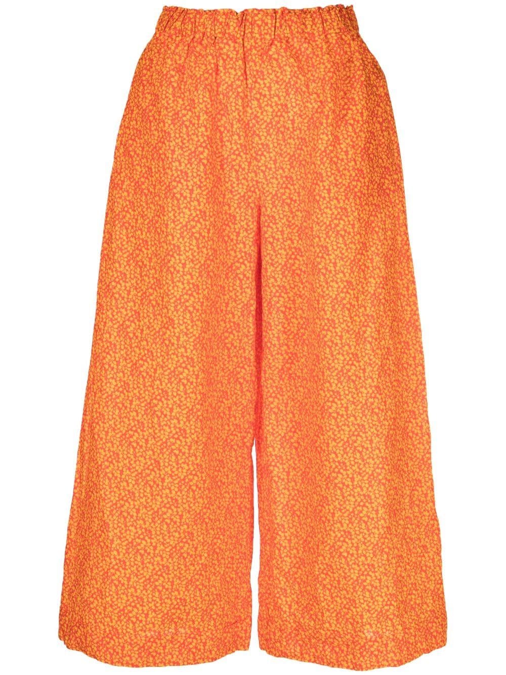 Shop Daniela Gregis Floral-print Wide-leg Trousers In Orange