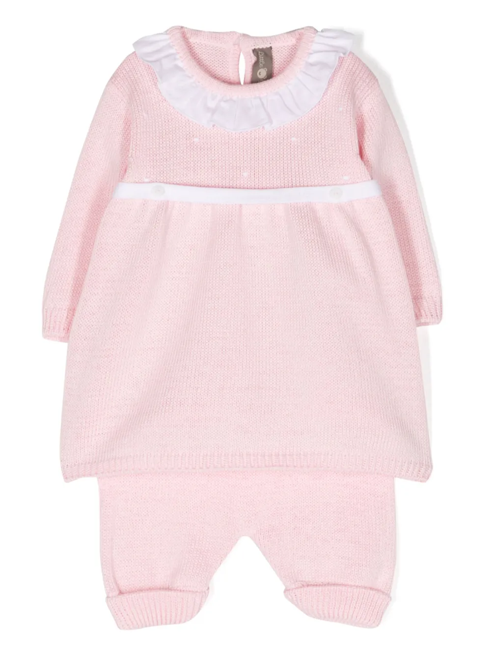 Little Bear Babies' Knitted Trouser Set In Pink