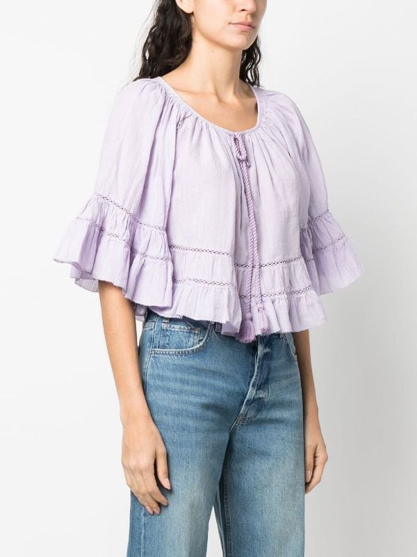 MARANT ÉTOILE flared-hem Cropped Blouse - Farfetch