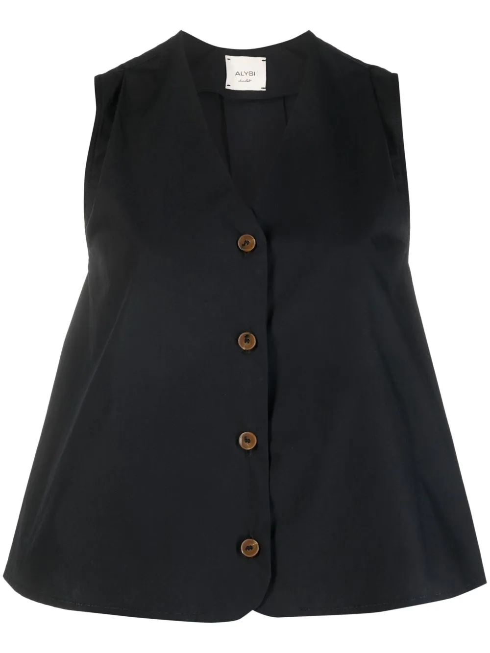 

Alysi V-neck flared waistcoat - Black