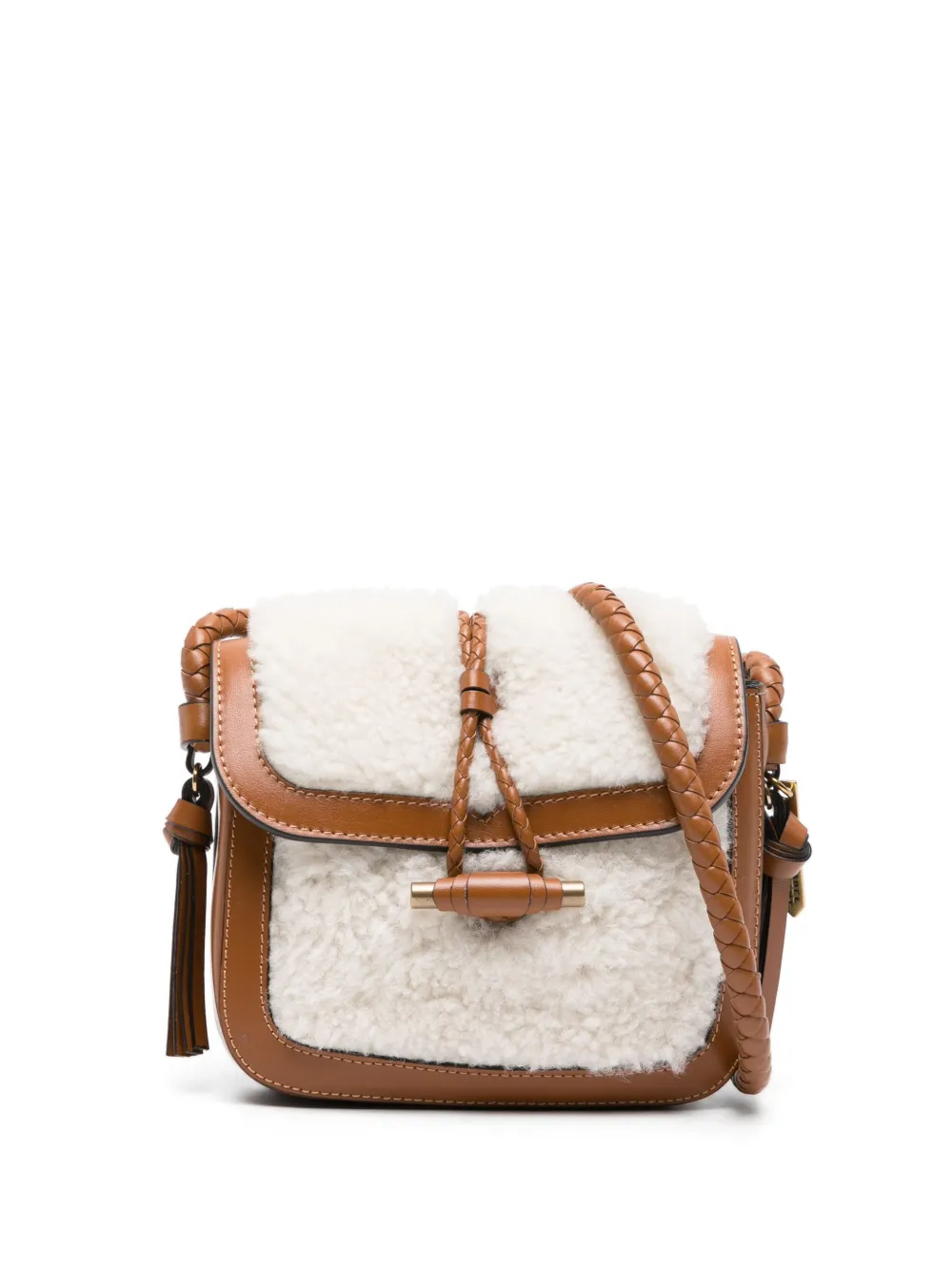 ISABEL MARANT Vigo crossbodytas met lammy afwerking Beige