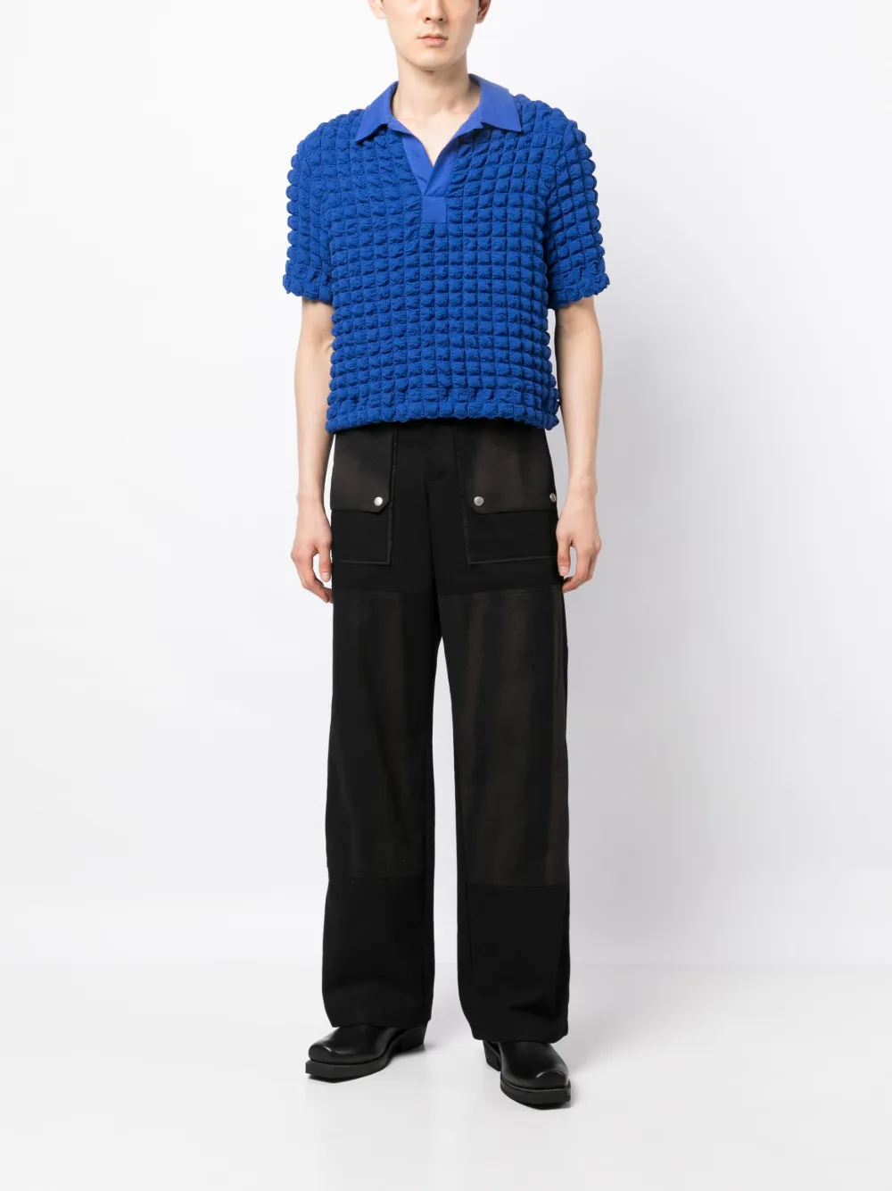 Eckhaus Latta quilted short-sleeve polo top - Blauw