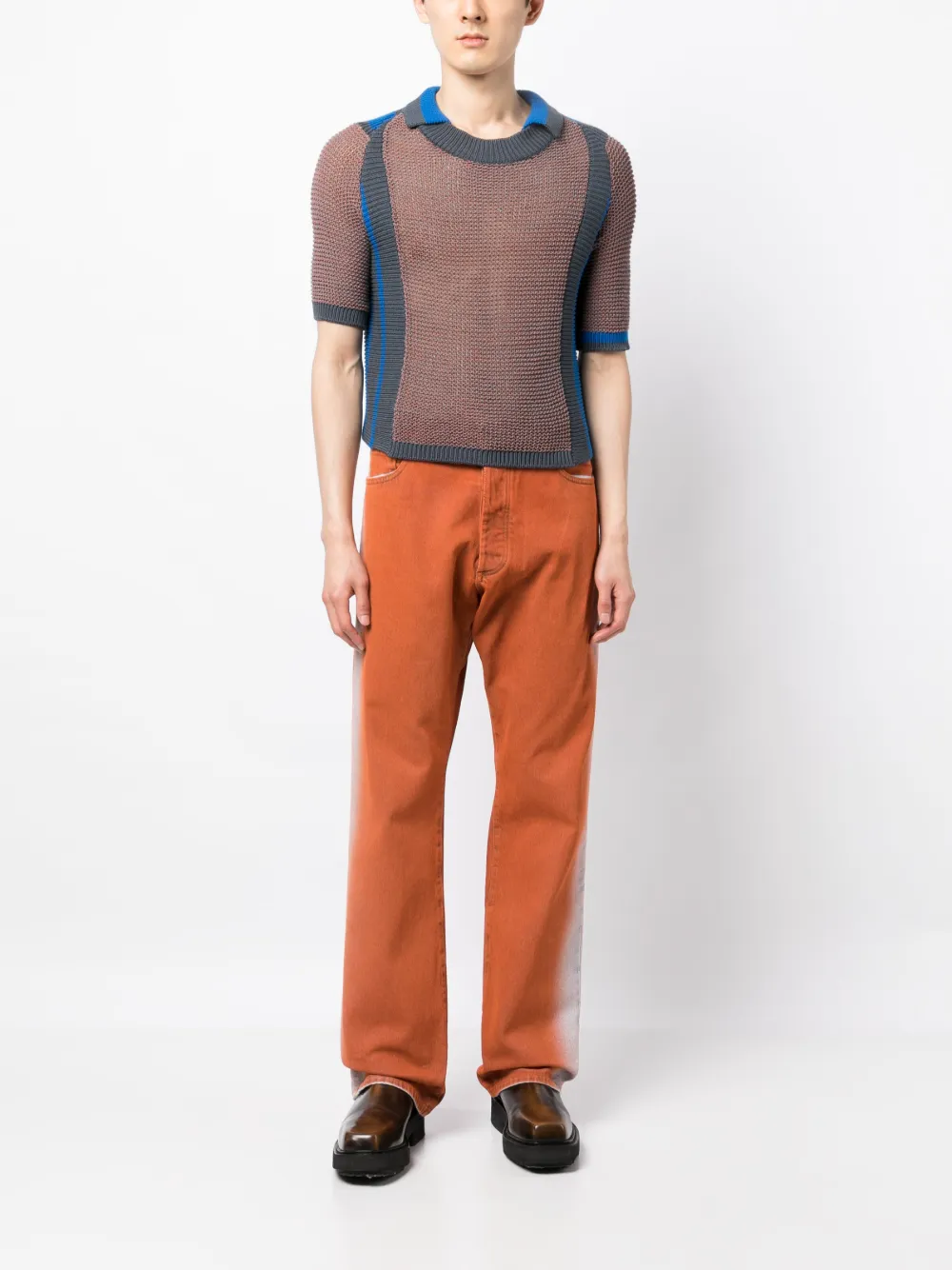 Eckhaus Latta short-sleeve knitted polo shirt - Oranje