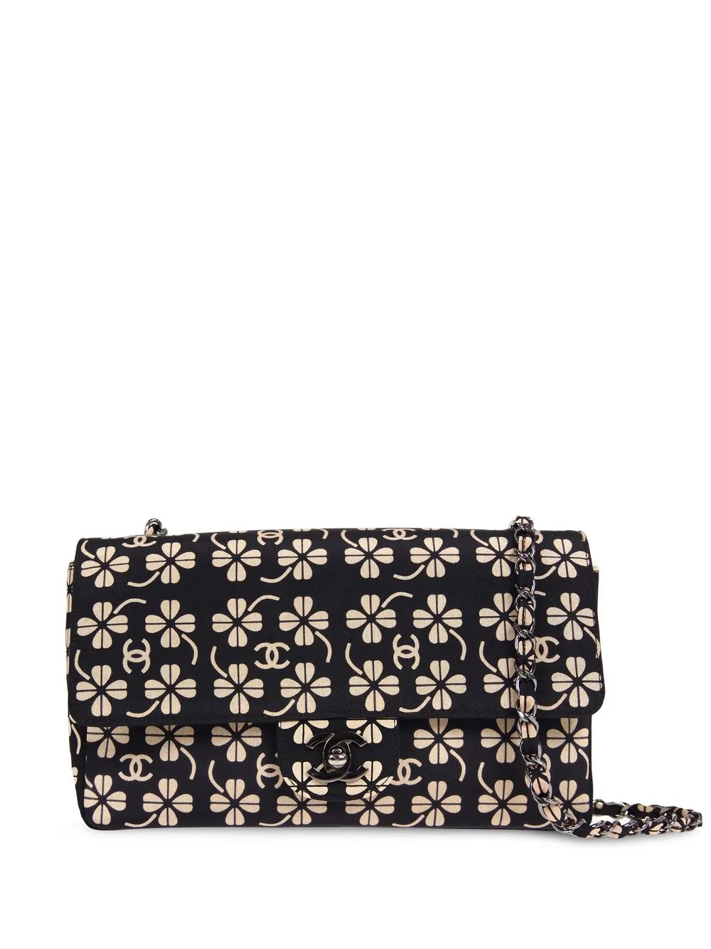 

CHANEL Pre-Owned 2000 Clover-Print Classic Flap shoulder bag - Black