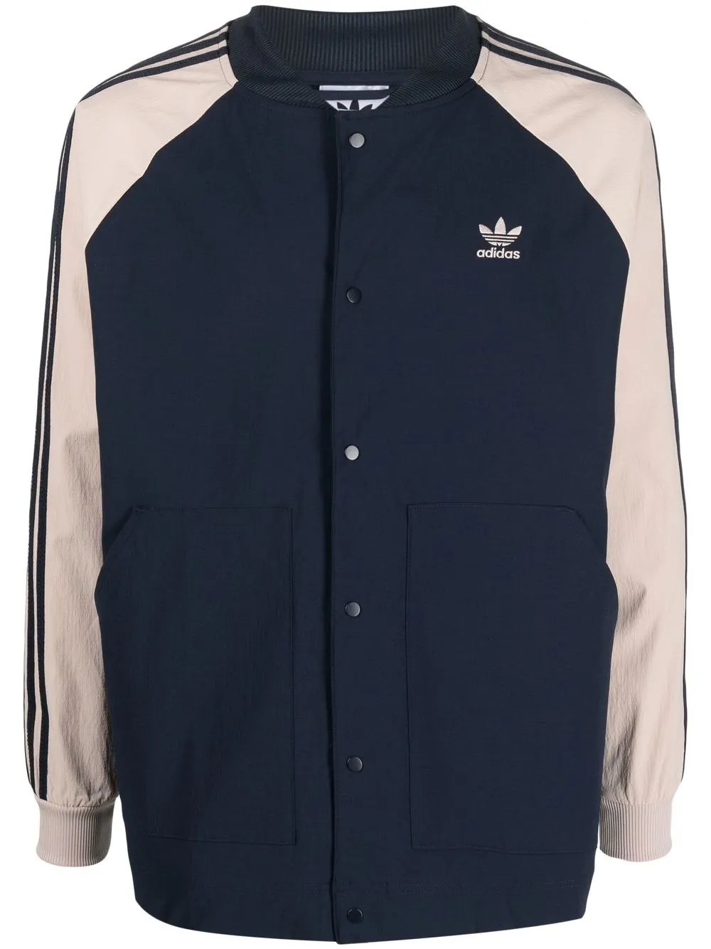 

adidas stripe-detail embroidered-logo jacket - Blue