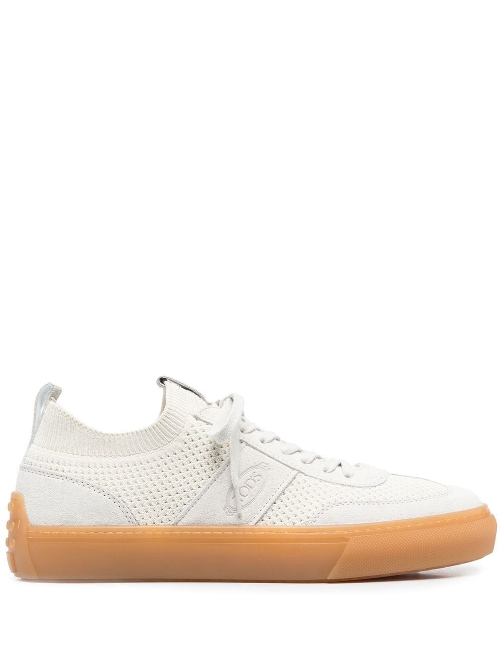Shop Tod's Suede-panelled Low-top Sneakers In Weiss
