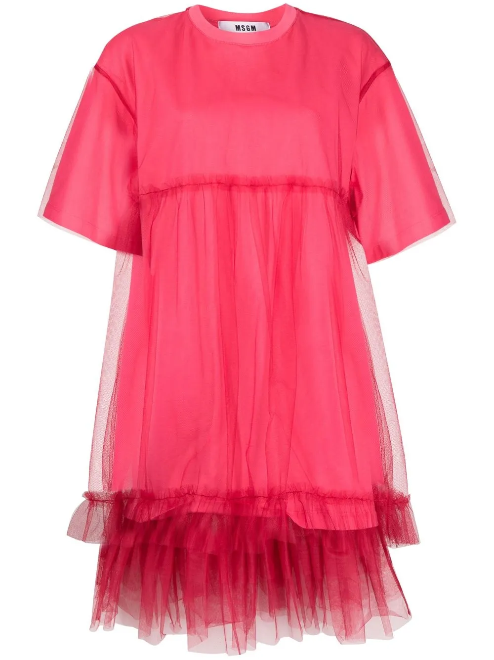 

MSGM vestido corto con panel de malla - Rosado