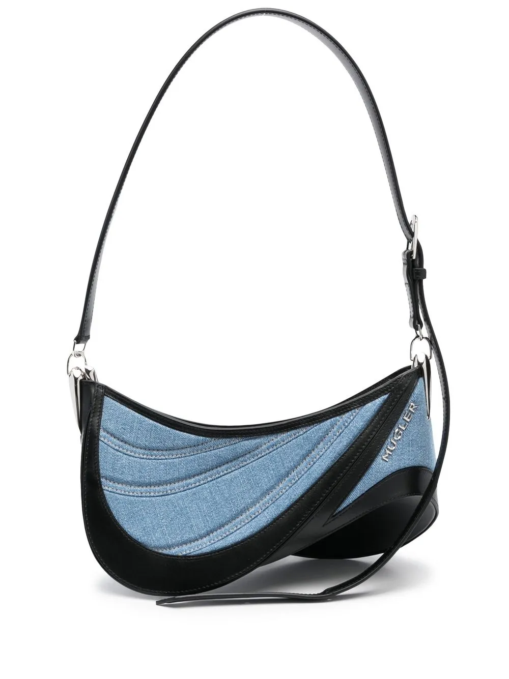 Mugler Medium Spiral Curve 01 Denim Crossbody Bag