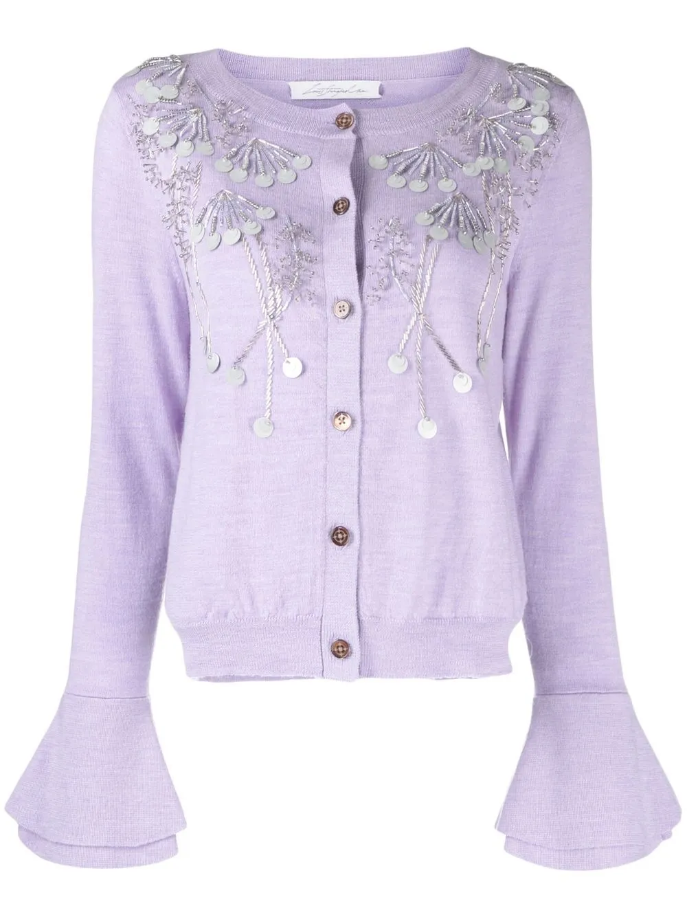 

Louis Shengtao Chen embroidered knitted cardigan - Purple