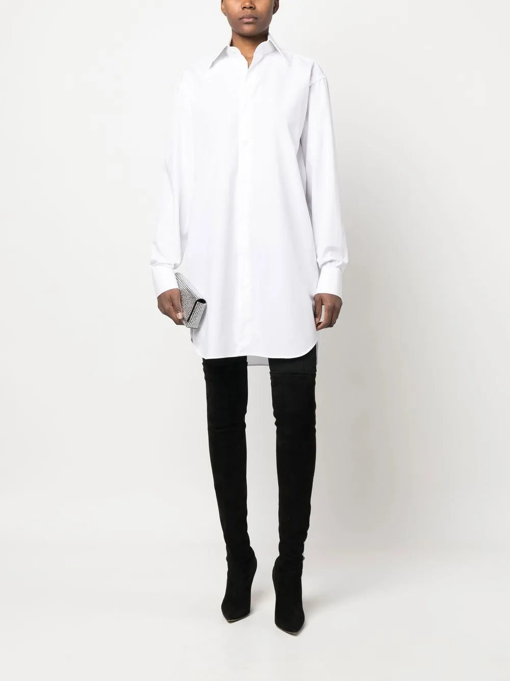 WOERA Blousejurk met lange mouwen - Wit