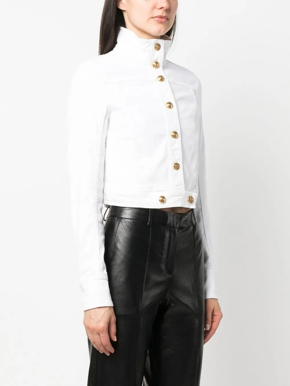Versace Jeans Couture Logo-patch Cropped Jacket In Weiss