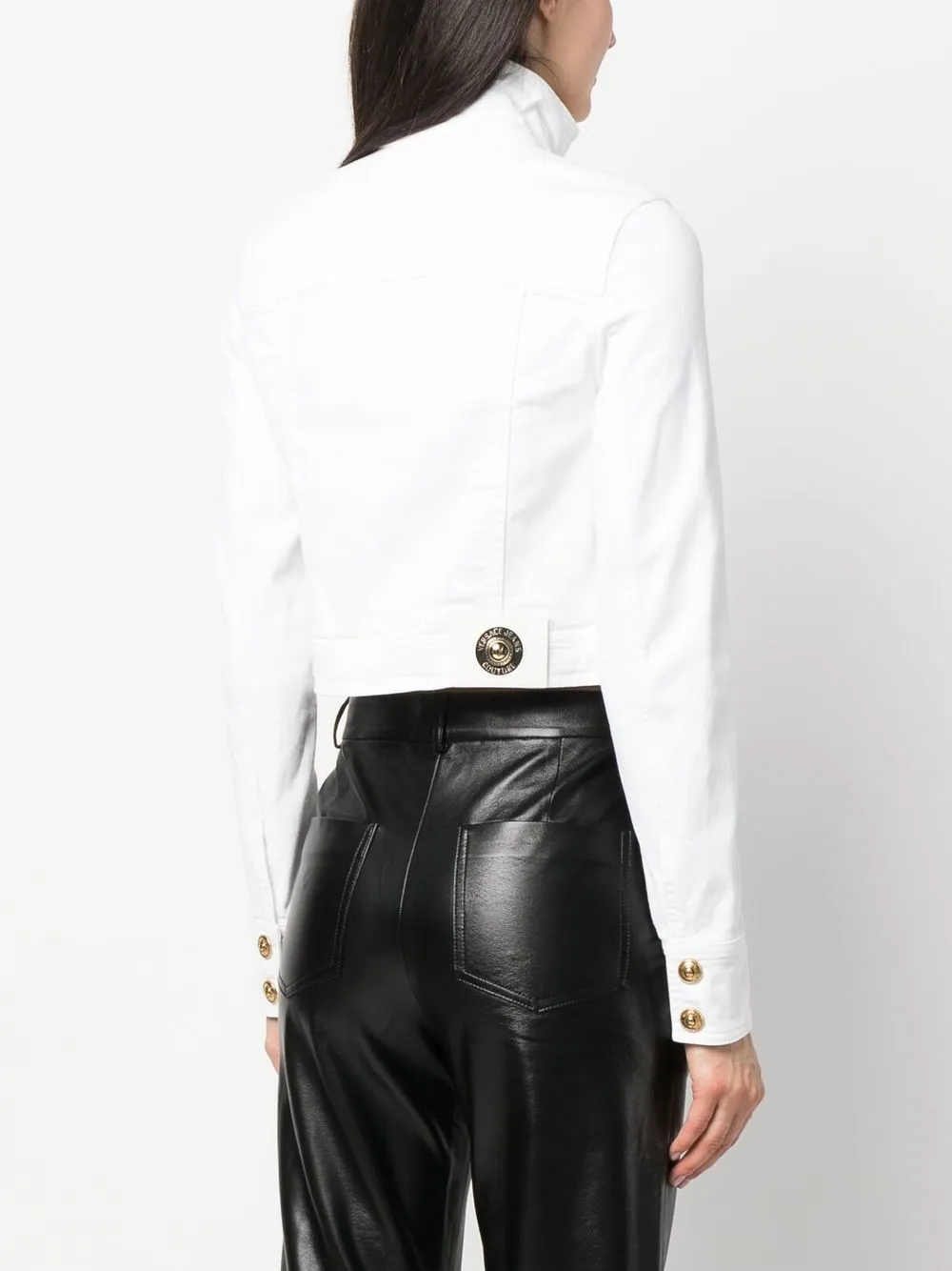 Versace Jeans Couture Logo-patch Cropped Jacket In Weiss