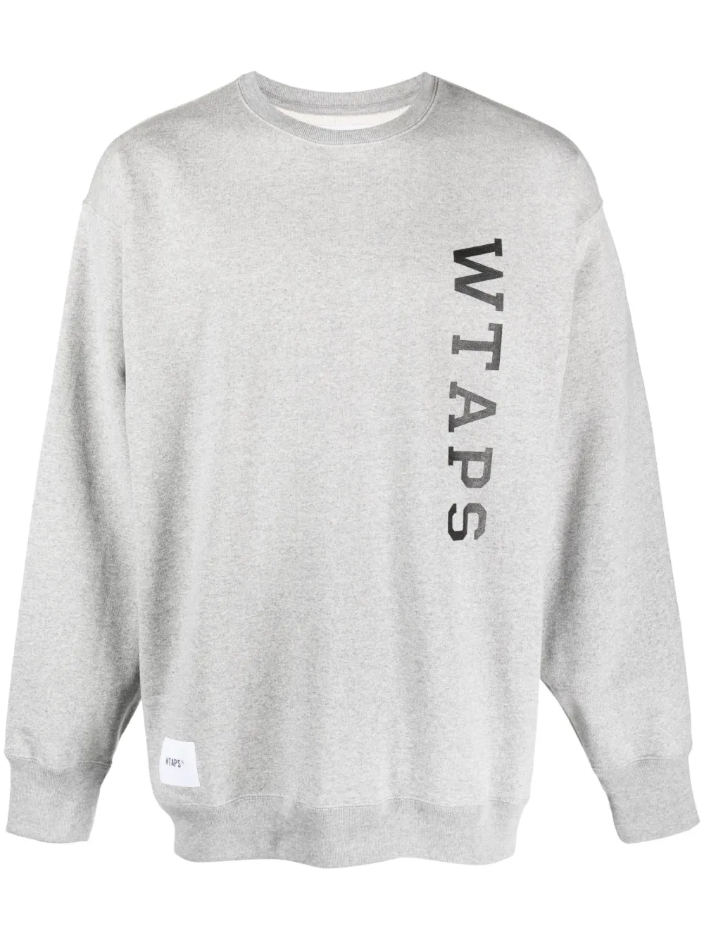 Wtaps Grey Logo Print Cotton Sweatshirt | ModeSens