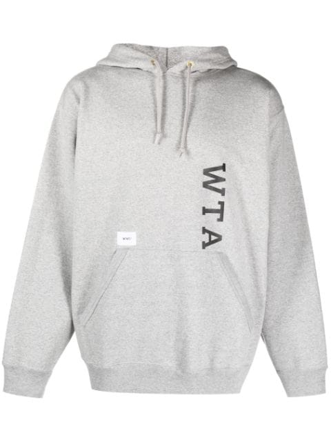 logo-print melange-effect hoodie