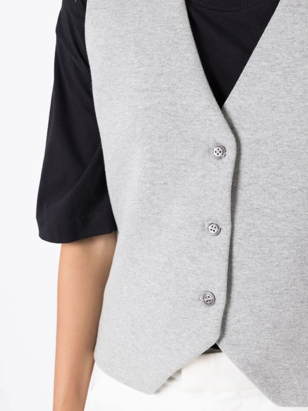 Shop Andrea Bogosian V-neck Cotton-blend Waistcoat In Grey