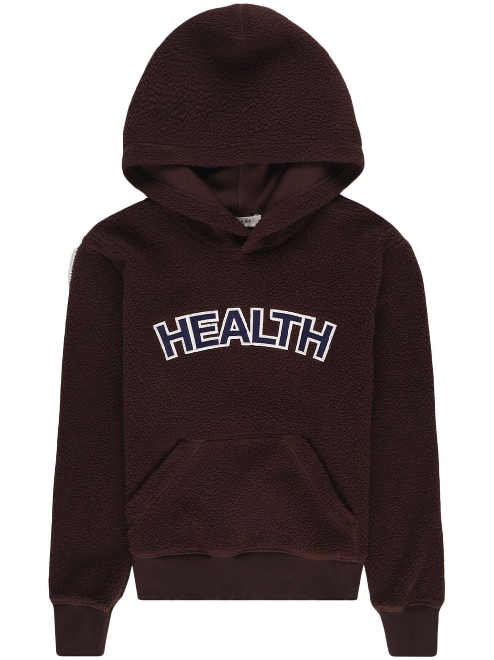 Shop Sporty And Rich Slogan-patch Fleece Hoodie In Braun