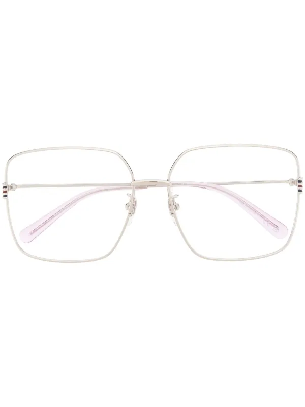 Gucci Eyewear oversize-frame Glasses | Silver | FARFETCH