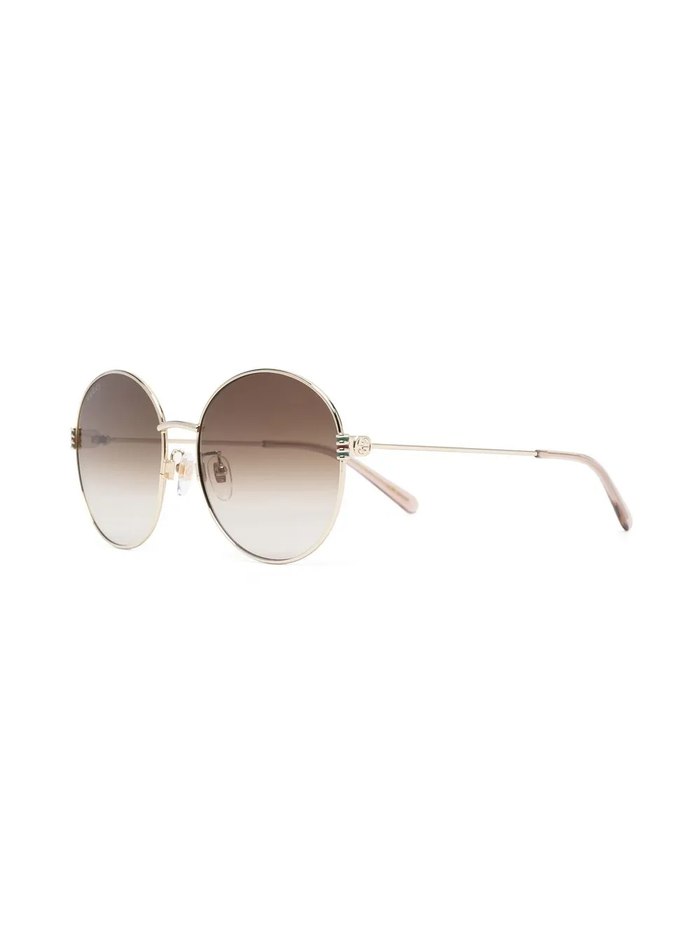 Shop Gucci Metallic Round-frame Sunglasses In Gold