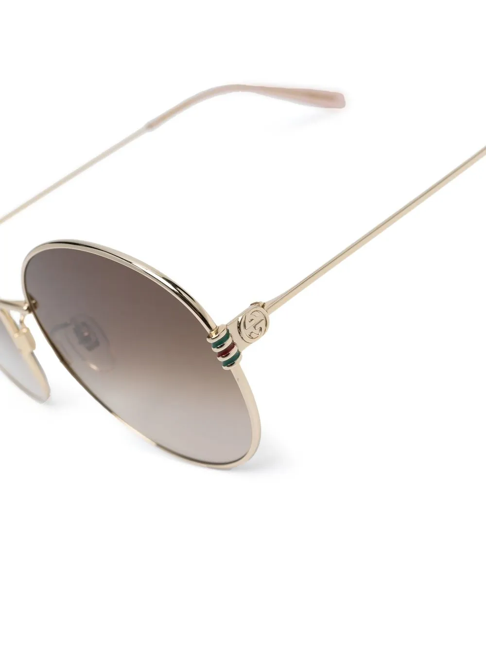 Shop Gucci Metallic Round-frame Sunglasses In Gold