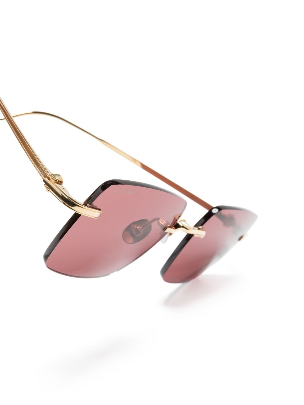 Shop Cartier Signature C De  Precious Rectangular Sunglasses In Gold