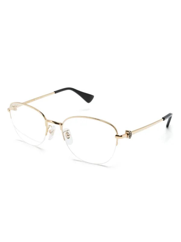 Cartier Eyewear logo plaque round frame Glasses Gold FARFETCH PH