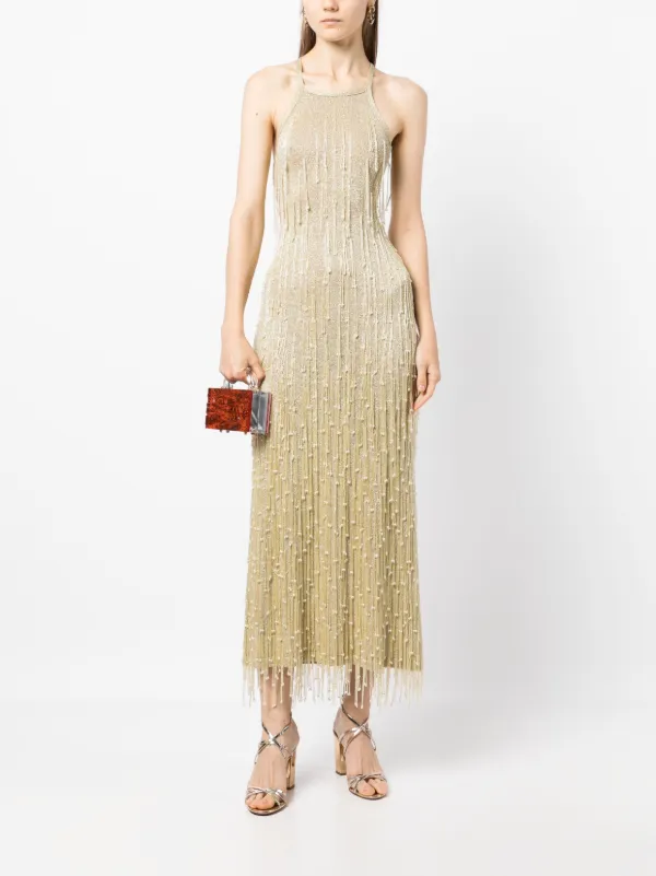 cult gaia sona knit dress Cult Gaia Zion Knitted Dress | Gold