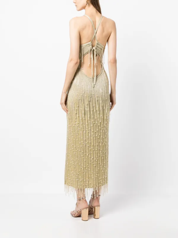 Cult Gaia Zion Knitted Dress | Gold | FARFETCH