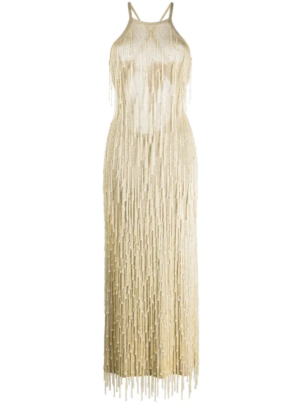 Cult Gaia Zion Knitted Dress | Gold | FARFETCH