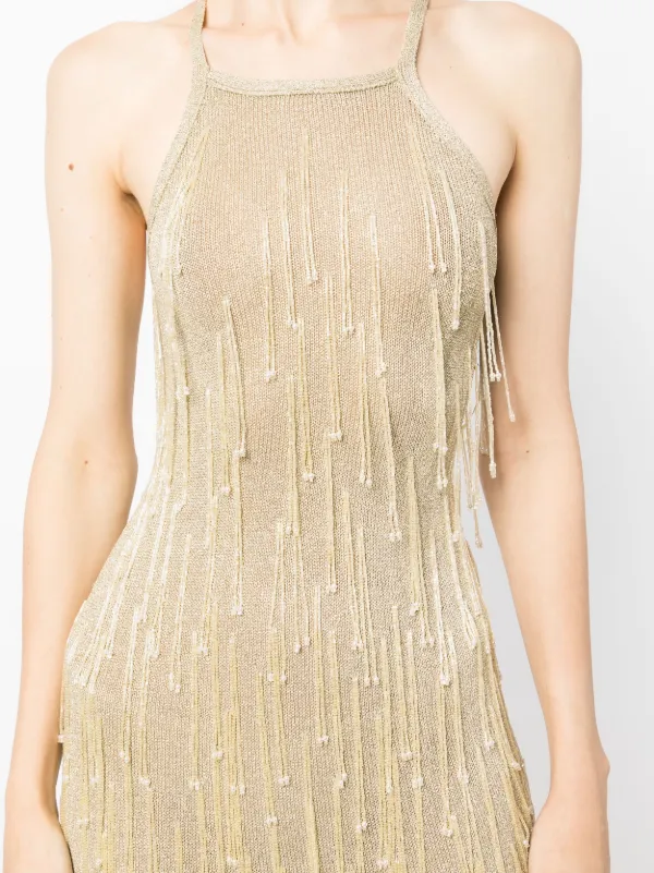 Cult Gaia Zion Knitted Dress | Gold | FARFETCH