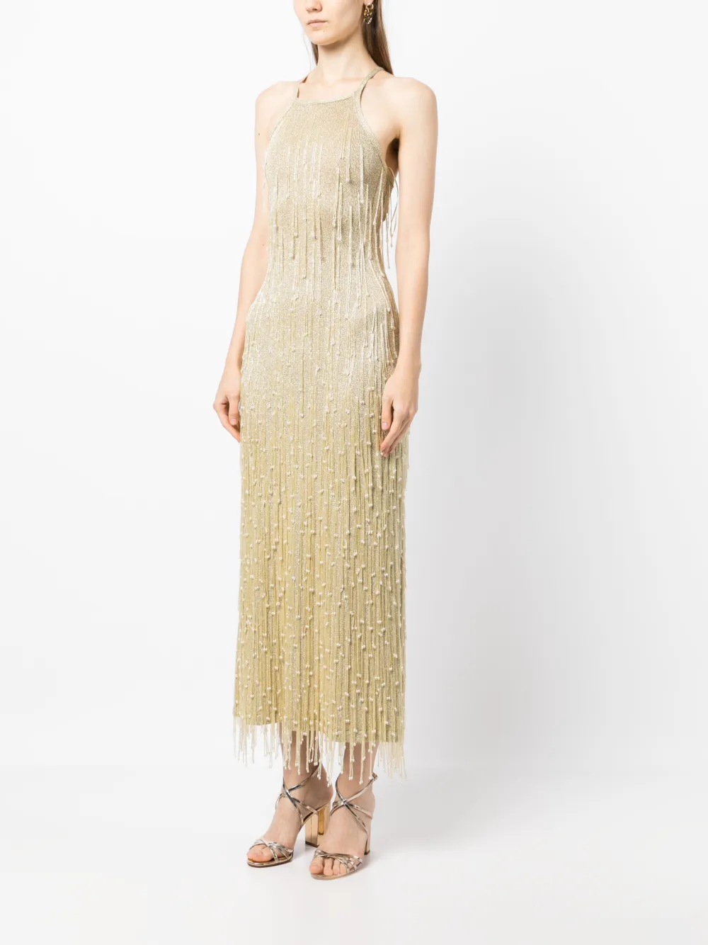 Cult Gaia Gebreide jurk Goud