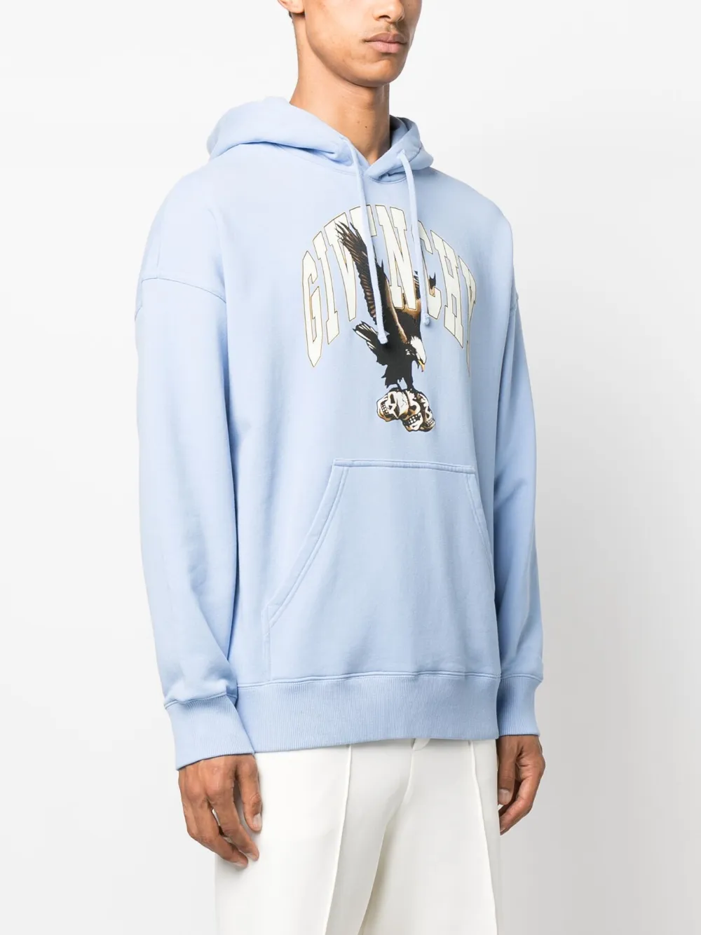 Givenchy Katoenen slim-fit hoodie met adelaarprint Blauw