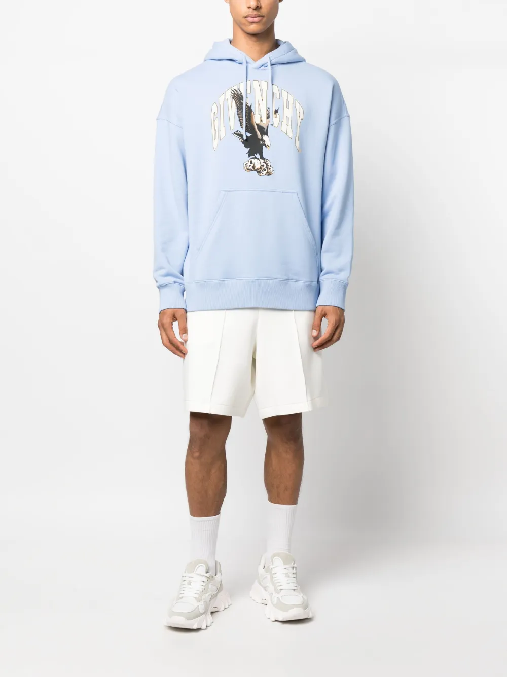Givenchy Katoenen slim-fit hoodie met adelaarprint Blauw