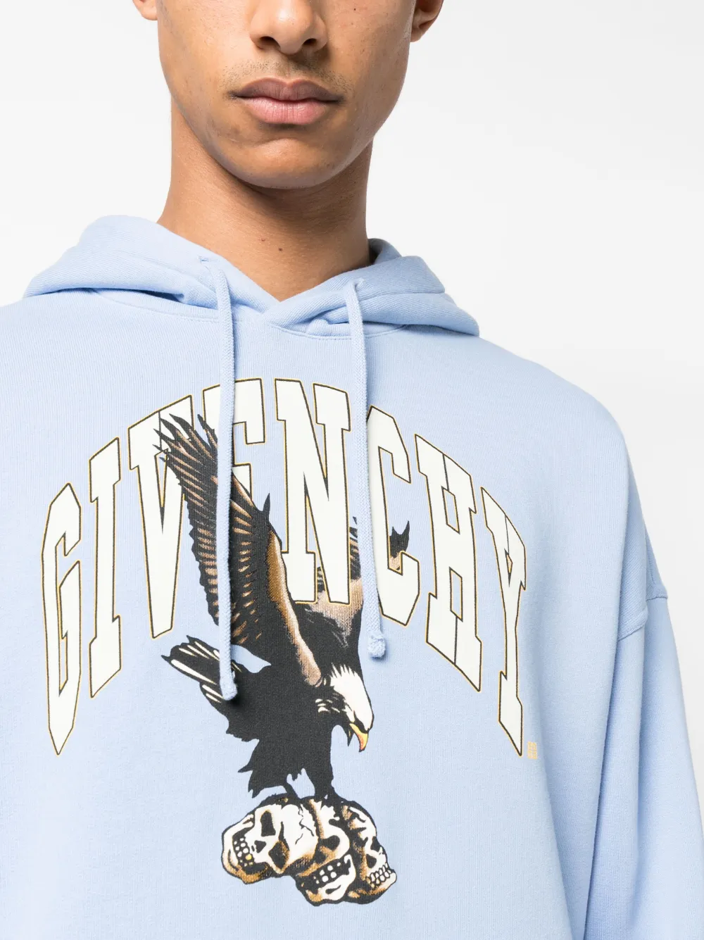 Givenchy Katoenen slim-fit hoodie met adelaarprint Blauw