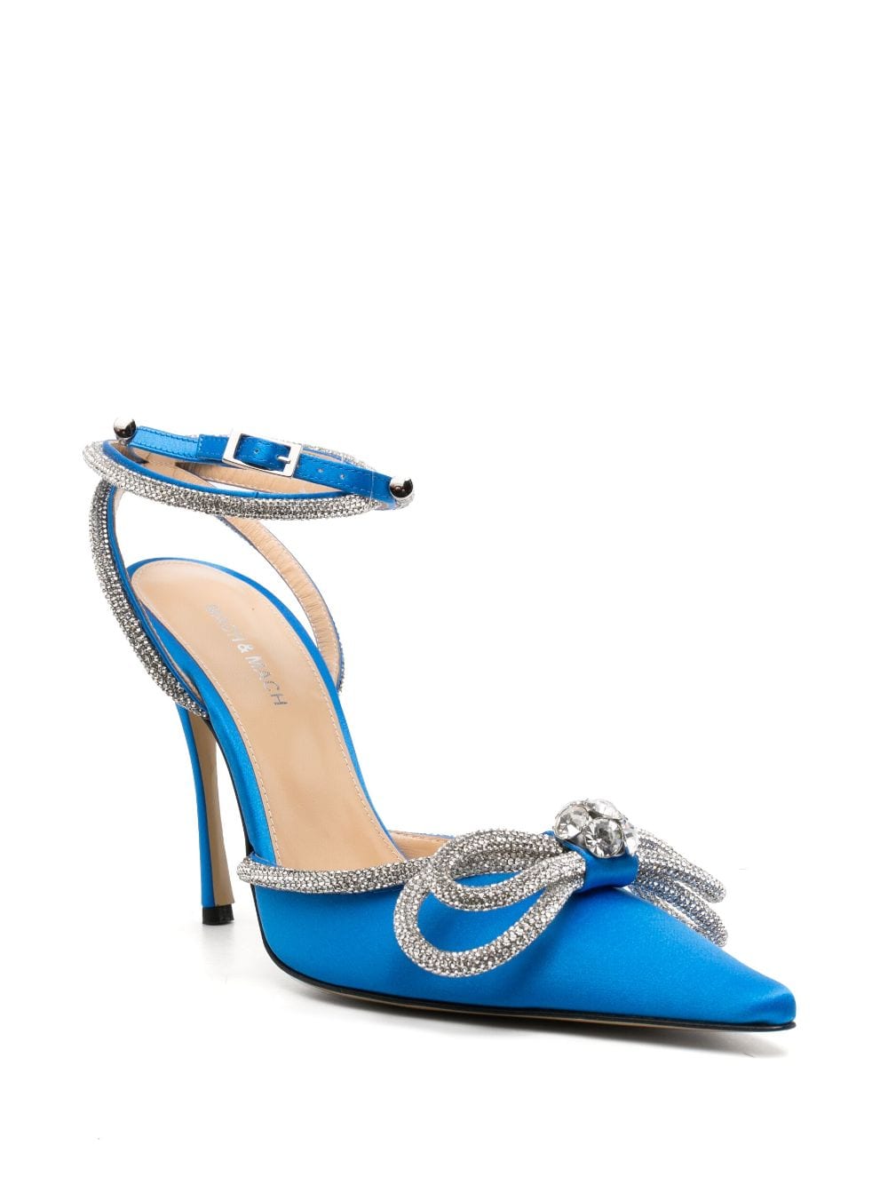 MACH & MACH Double Bow 110mm satin pumps - Blauw