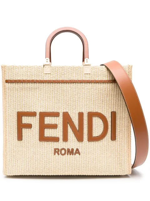 FENDI medium Sunshine raffia tote bag WOMEN