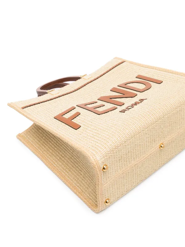 トートバッグ FENDI RAFIA MEDIUM SUNSHINE SHOPPING BAG Fendi Sunshine Medium Fabric Brown | Fendi