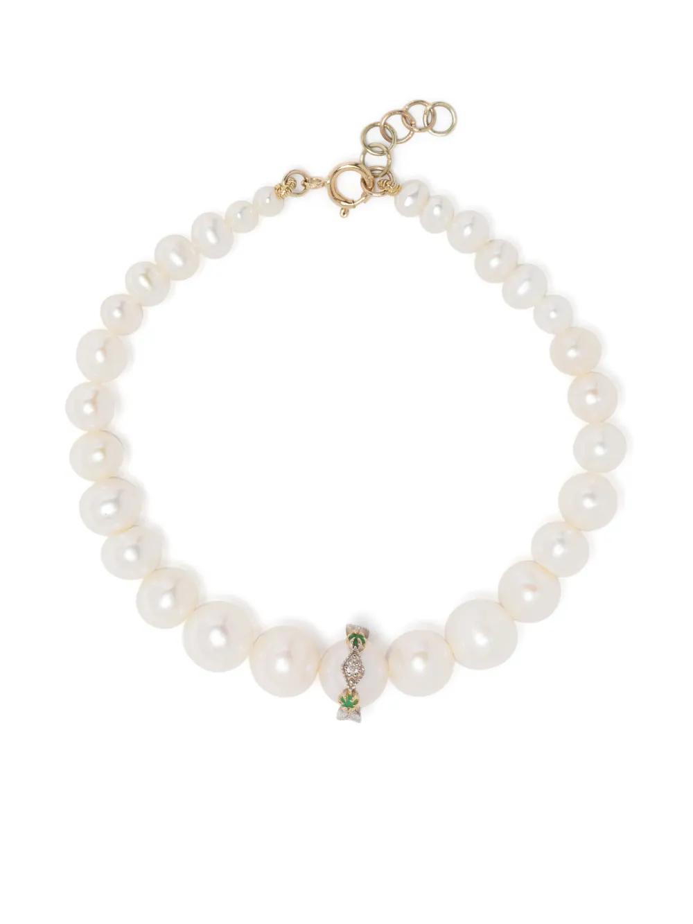 Pascale Monvoisin 9kt yellow gold Chelsea N°2 pearl and diamond bracelet | White | Image 1