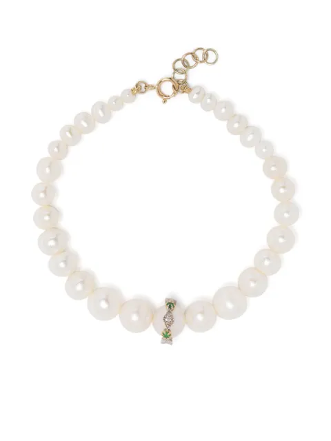 Pascale Monvoisin 9kt yellow gold Chelsea N°2 pearl and diamond bracelet