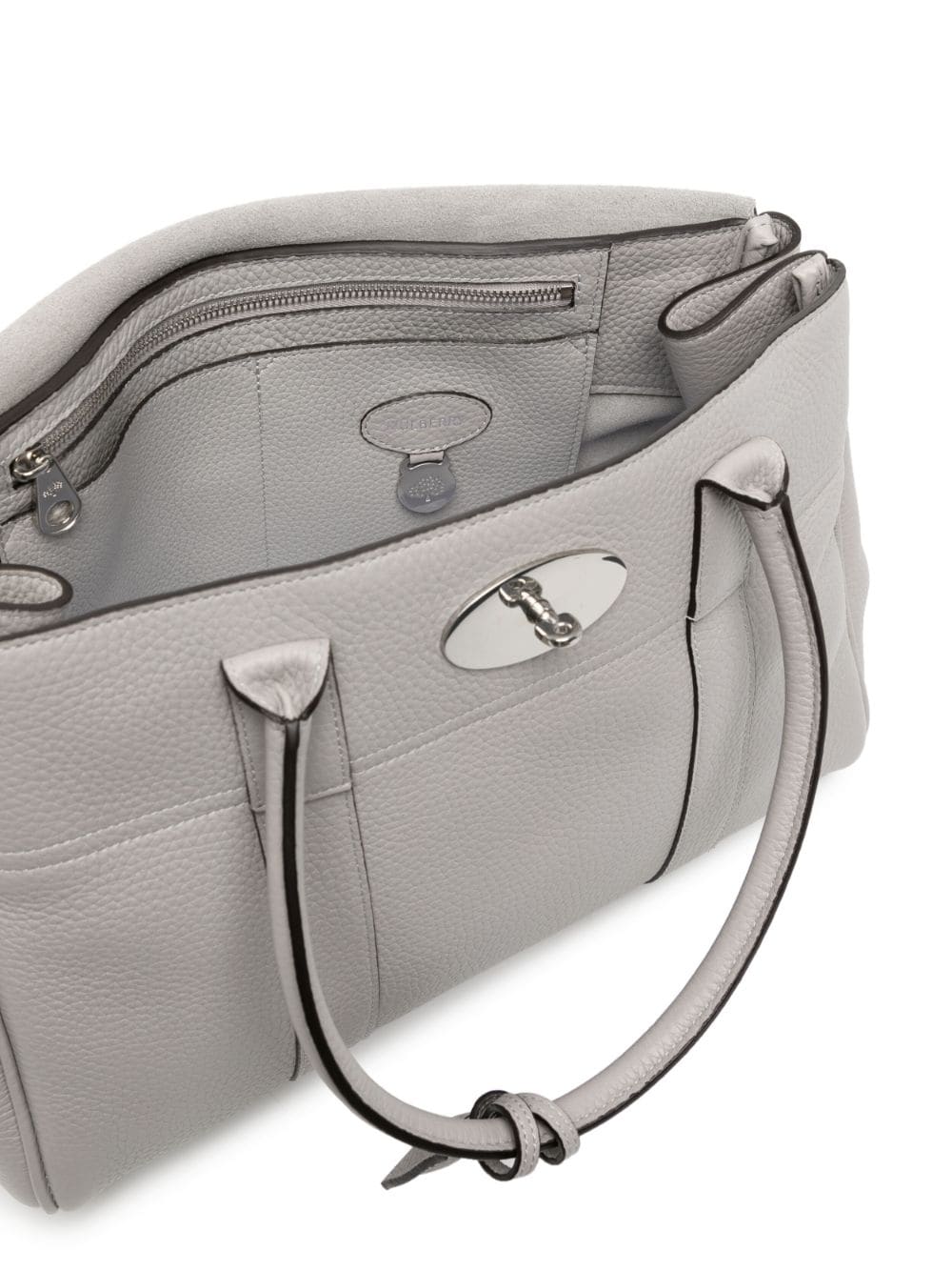 Shop Mulberry Bayswater Grained-finish Tote Bag In Grey