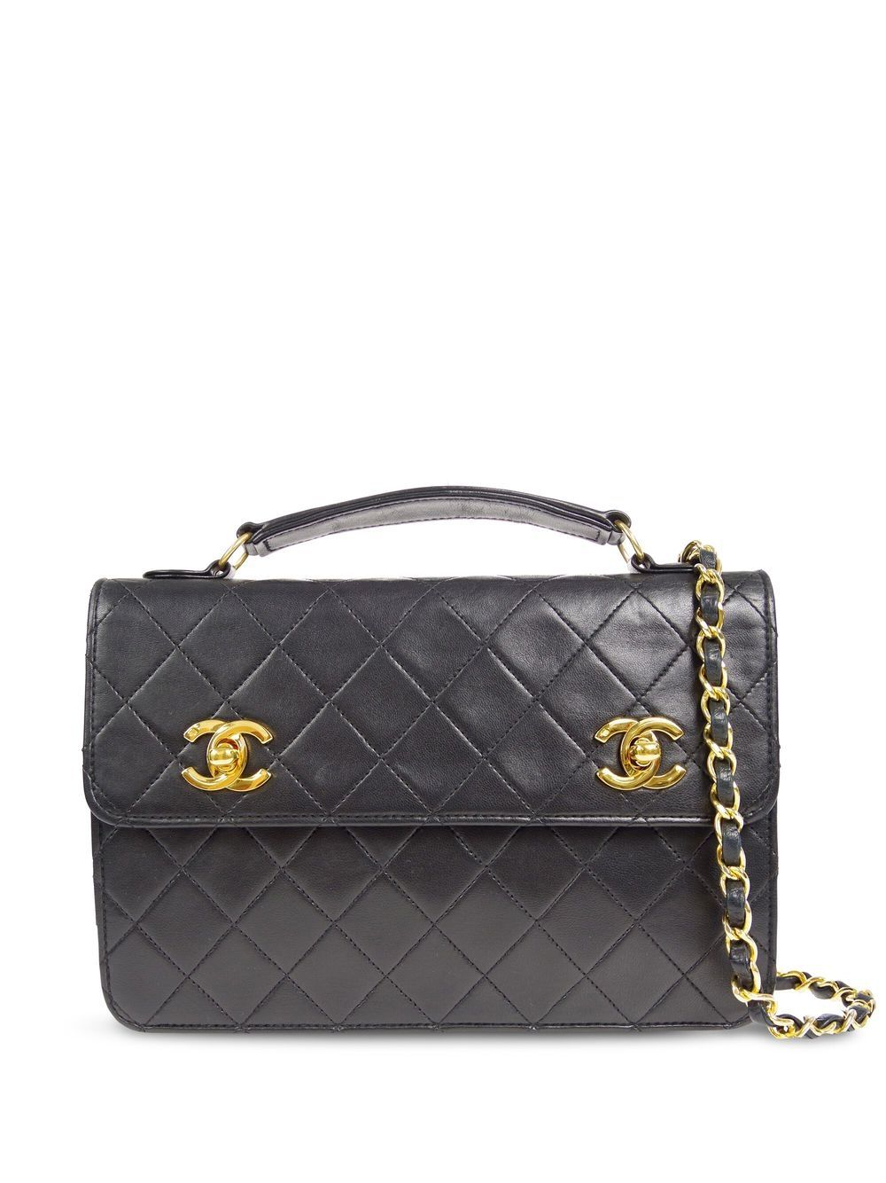 CHANEL Pre-Owned 1990 diamond-quilted leather satchel