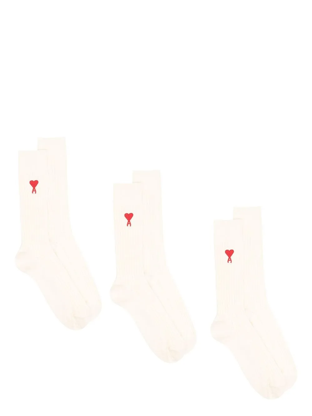 

AMI Paris logo-print socks - Neutrals