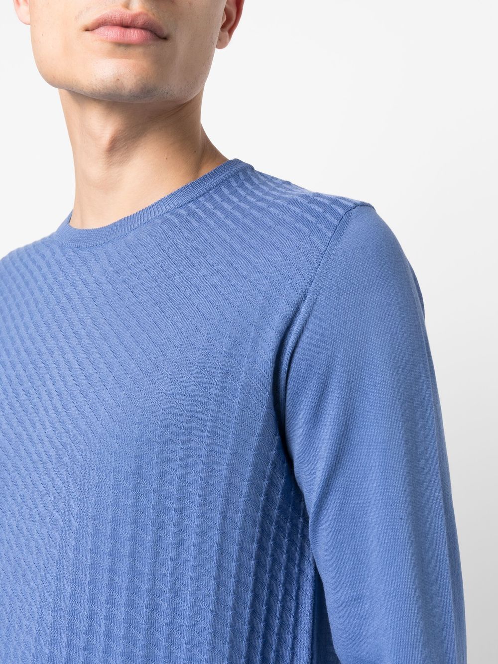 Shop Corneliani Long-sleeved Cotton Sweatshirt In Blau